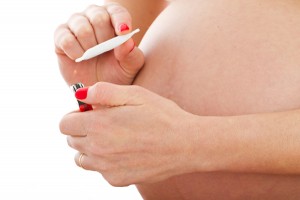 Pregnant Woman Smoking Marijuana Joint